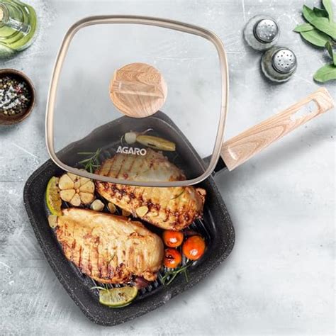 Buy Cello Aluminium Non Stick Grill Pan Square Black- Gas Stove ...