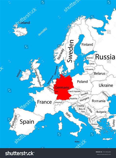 Map Of Europe Showing Germany