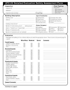Fillable Online calema ca ATC-20 Detailed Evaluation Safety Assessment ...