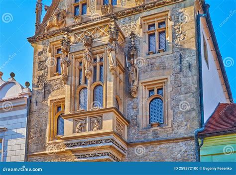 The Sculptured Facade of Stone House, Kutna Hora, Czech Republic Stock ...