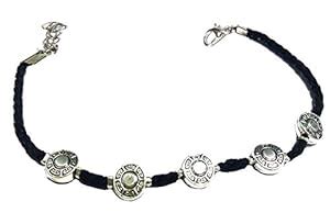 Buy GURJARI JEWELLERS Black Thread Flower Anklet with Carving Oxidized ...