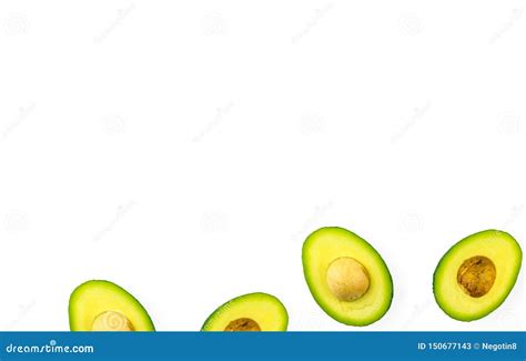 Cut Avocado Slices Isolated on White Background Stock Image - Image of ...