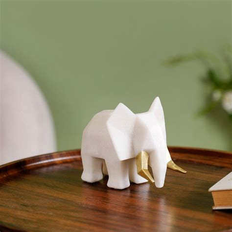 Marble Finish Resin Elephant Sculpture Online - Premium Decor Object ...