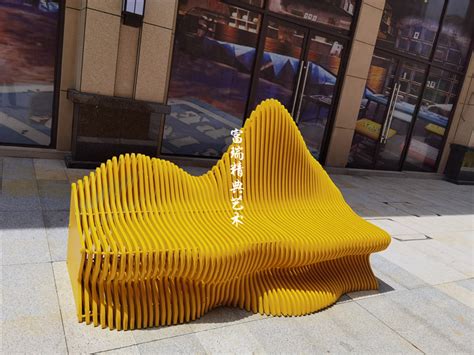 创意心电几何造型玻璃钢曲线休闲椅商场美陈座椅户外广场景观休息坐凳