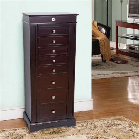 Classical Chic Jewelry and Accessory Armoire in Dark Walnut Colored ...