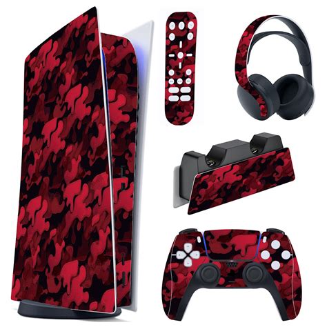 Playvital Black Red Camouflage Full Set Skin Decal For Ps5 | Desertcart ...