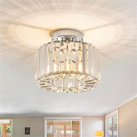 Rpzloila Crystal Ceiling Light Fixture, Modern Semi Flush Mount Ceiling ...