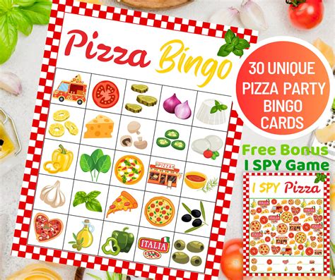 Pizza Bingo Pizza Birthday Party Pizza Party Game Pizza Party Favors Pizza Party Games Pizza ...