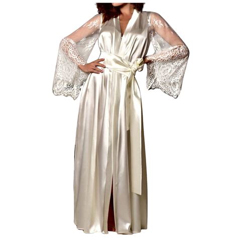 Lovskoo Women's 2024 Plus Size Soft Long Satin Robes Long Silk Robes ...