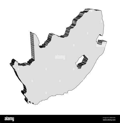 South Africa outline silhouette 3D map over a white background Stock Photo - Alamy