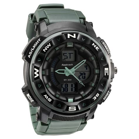 Buy Online Fastrack AnaDigi Black Dial Green Colour Plastic Strap ...