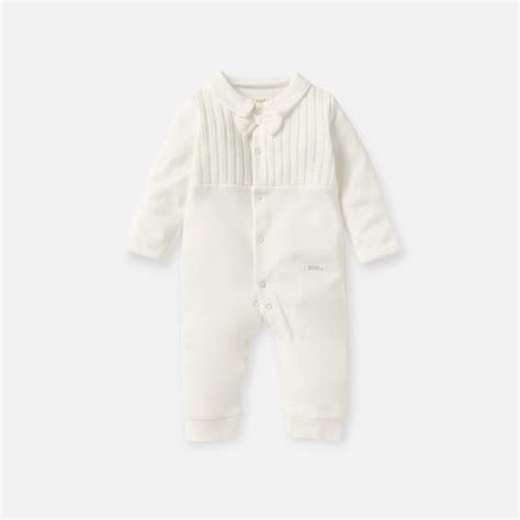 Giggles Textured Sleepsuit with Long Sleeves and Bow Detail