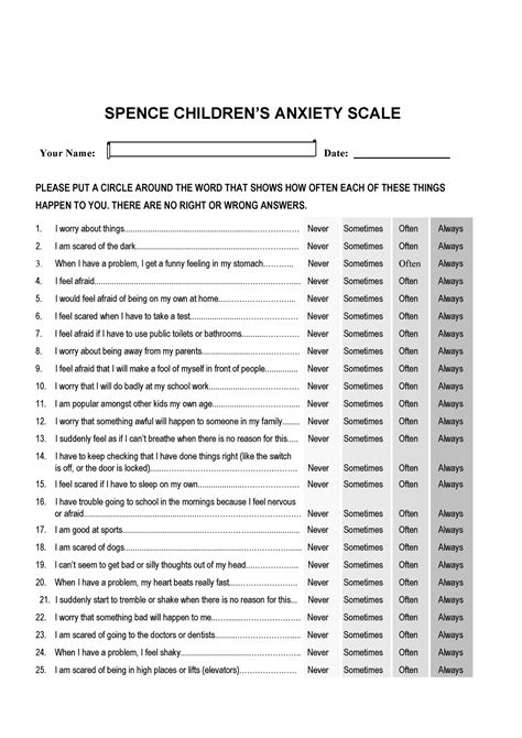 Scas - SPENCE CHILDREN’S ANXIETY SCALE is used to measure the Anxiety ...