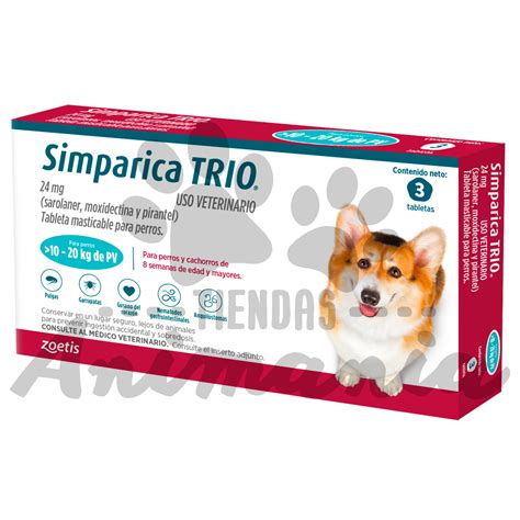 SIMPARICA TRIO 40 MG 3 TABLETAS 10 - 20 KG | Animania