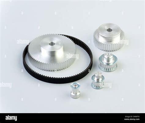 toothed timing belts and pulleys Stock Photo - Alamy