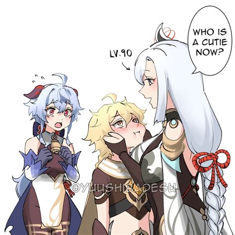 ganyu, aether, and shenhe (genshin impact) drawn by yuushiba | Danbooru