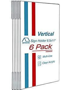 WINKINE Acrylic Sign Holder 8.5x11, 6 Pack with Adhesive & Mounting ...