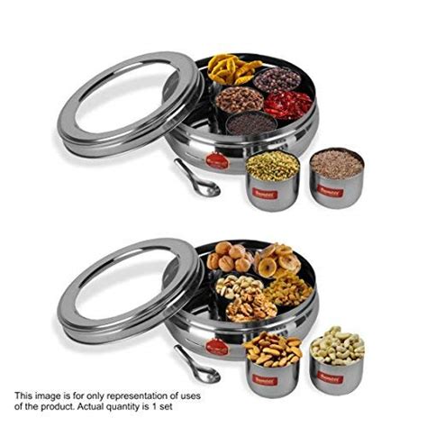 Top Rated Masala/Spice Box with Lid, Stainless Steel with 7 Containers ...