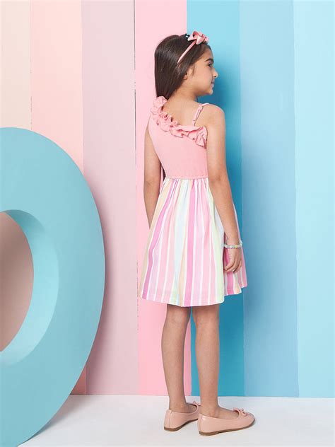 Shop Pink Striped Dress for Girls Online