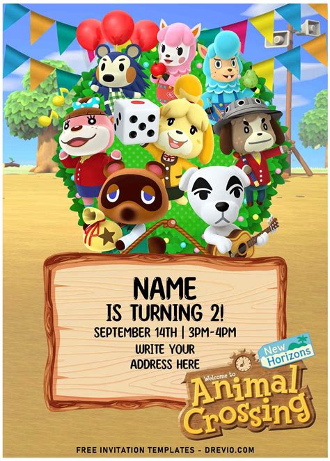 Free editable pdf funny animal crossing birthday invitation templates ...