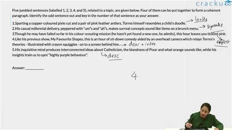 [Video] **Five jumbled sentences (labelled 1, 2, 3, 4, and 5), related ...