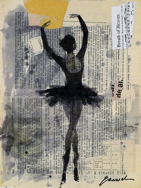 Ballerina - Ink Drawing and collage AUTHOR OF ARTWORK: Emanuel M. Ologeanu (European Artist, born 1982) : Art