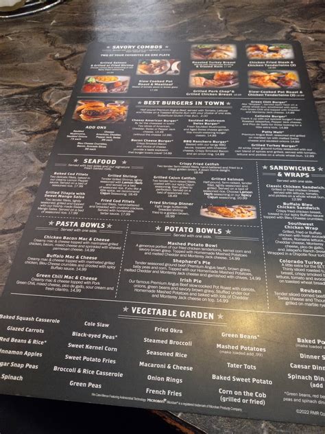 Menu at Black-eyed Pea restaurant, Parker