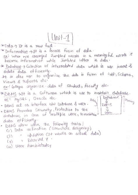 DBMS - Comprehensive DBMS Notes and Concepts Overview - Studocu
