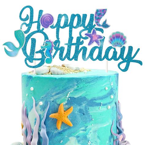 Festiko®Mermaid Cake Topper Mermaid Party Supplies Glitter Cake ...