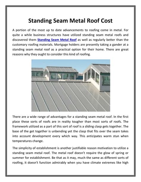 Standing Seam Metal Roof Cost Estimator at George Amies blog
