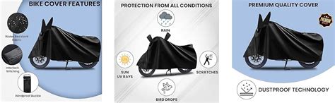 AutokraftZ Bike Cover with Mirror Pockets | Water Resistant, UV ...