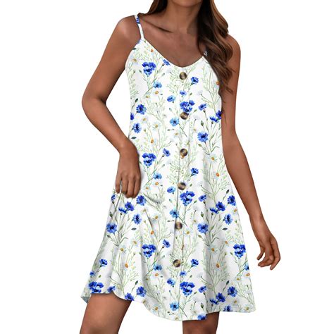 GXIPO Womens Summer Dresses Vacation Sleeveless V Neck Spaghetti Strap ...