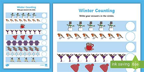 My Counting Worksheet (Winter) (teacher made) - Twinkl
