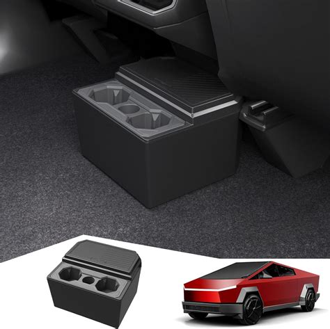 Rear Storage Box for Tesla Cybertruck, Trash Can with Cup Holder with Silicone Liner for ...