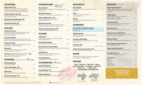 The Lady May menu in Ocean Springs, Mississippi, USA