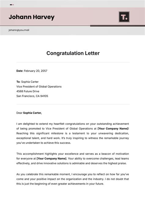 Free Graduation Congratulation Letter Template to Edit Online