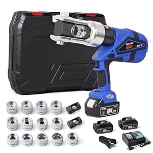 MMNZE Electric Hydraulic Cable Lug Crimper Pliers Rechargeable Crimping ...