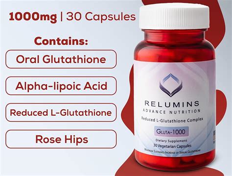 Buy Relumins Advance Nutrition - 1000mg Reduced L-Glutathione Complex ...