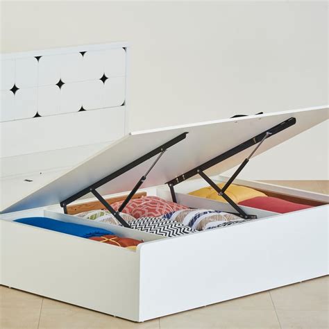 Buy Polaris Lily Queen Bed with Hydraulic Storage - White from Home ...