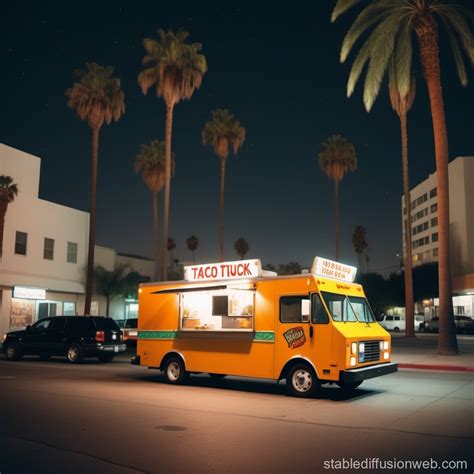 Los Angeles Taco Truck Night Scene | Stable Diffusion Online