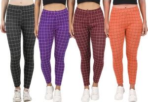 Eazy Trendz Checkered Women Orange, Grey Tights - Buy Eazy Trendz ...