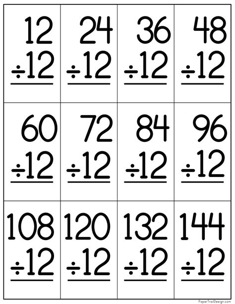 Division Flash Cards Printable - Printable Board Games