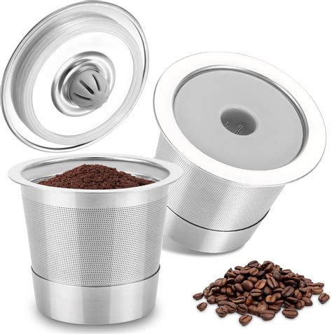 Amazon.com: Reusable Coffee pods Refill Kit,1 Holder, 2 Stainless Steel ...