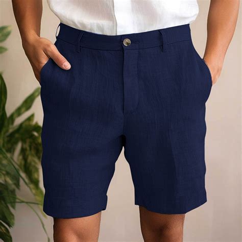 Budget-Friendly! Luxalzxs Mens Bermuda Shorts Imitation Linen Flat ...