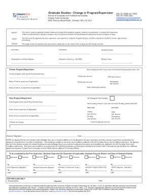 Fillable Online Student supervisionSchool of Graduate and Postdoctoral ...