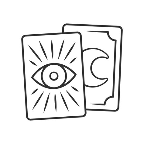 Tarot cards linear icon. Thin line illustration. Tarocchi, tarock ...
