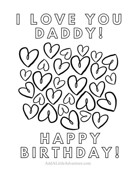 Happy Birthday Dad Colouring Pages