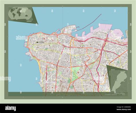 Beirut, governorate of Lebanon. Open Street Map. Locations and names of ...