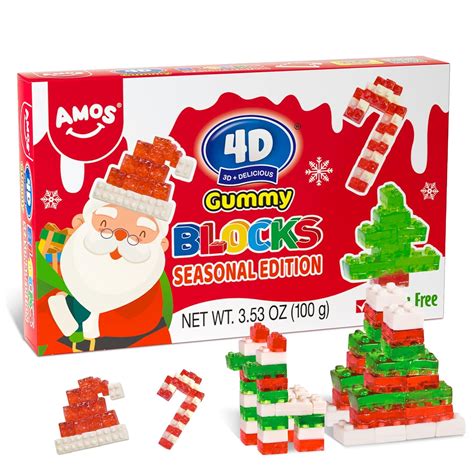 Amazon.com : Amos 4D Christmas Candy Gummy Blocks Seasonal Edition ...