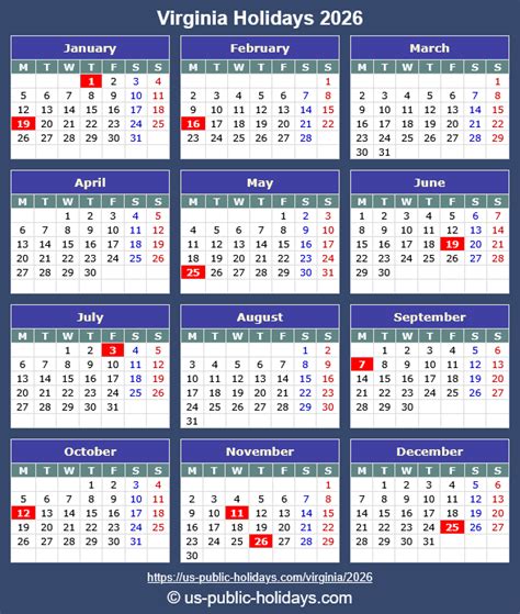 Virginia Holidays 2026